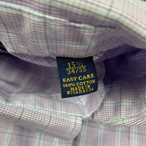 Club Room Slim Fit Men's Dress Shirt 15.5 34/35 Pinpoint Purple Plaid - Picture 3 of 7